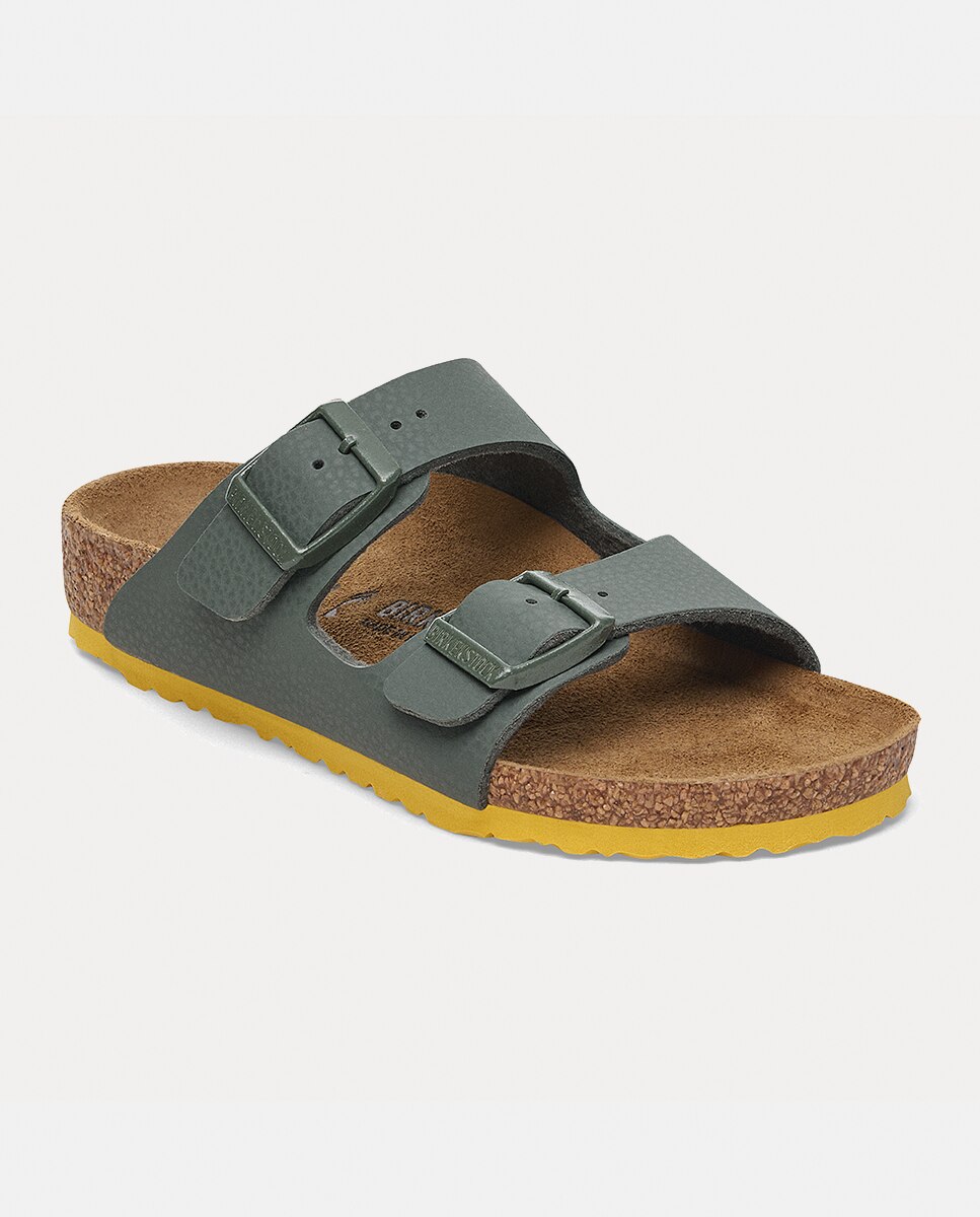 Sandálias Arizona KIDS Birko Flor com Sola em Contraste Birkenstock Verde-militar-2