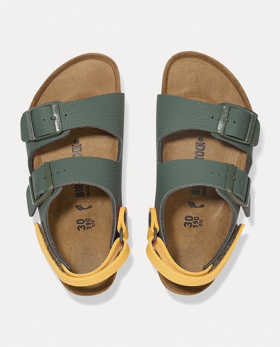 Sandálias Milano KIDS Birko com Flor e Sola em Contraste Birkenstock Verde-militar-3