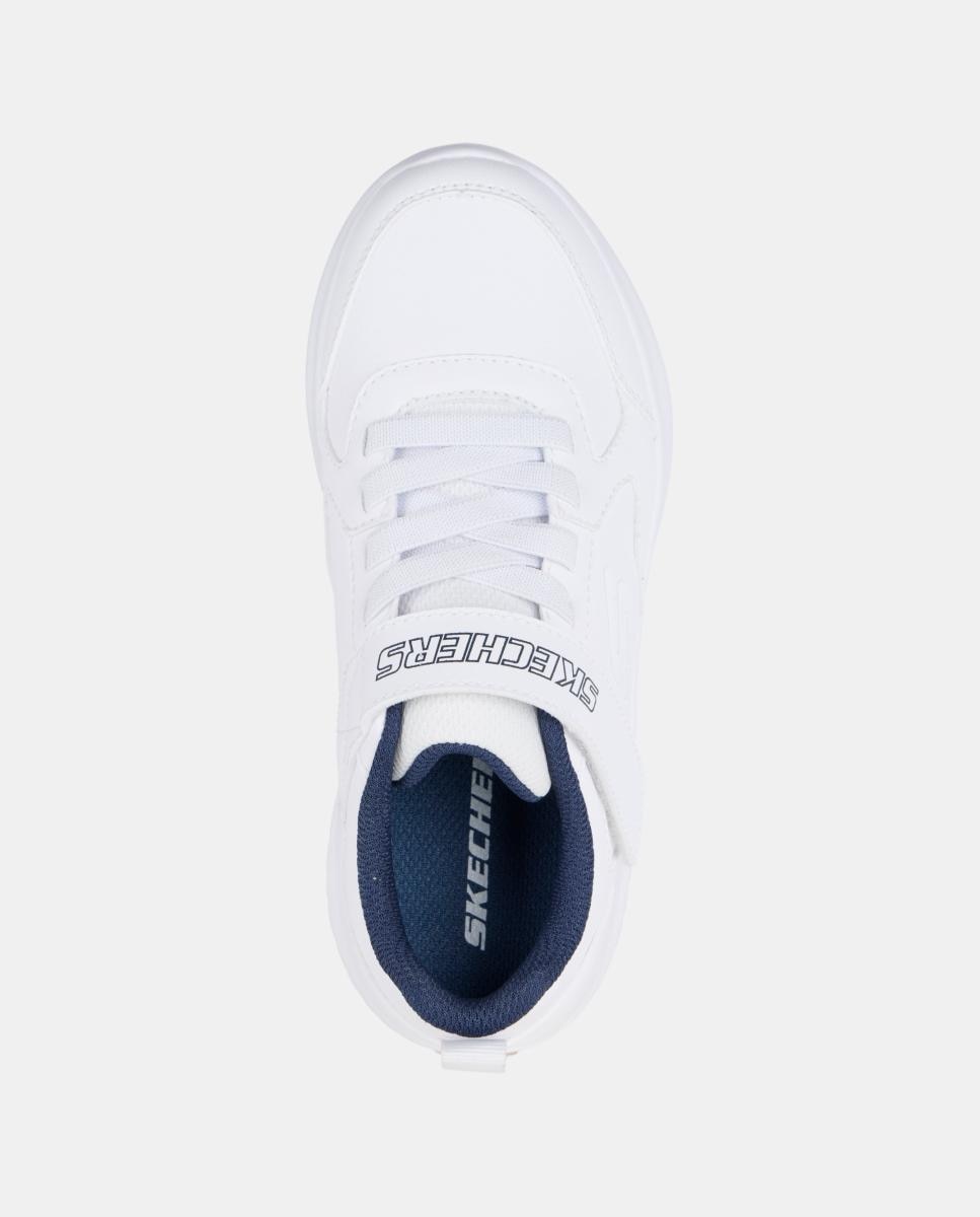 Sapatilhas Baixas Bounder Tipo Running de Criança com Fecho Aderente e Elásticos Skechers Branco-2