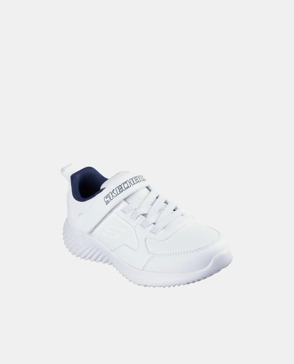 Sapatilhas Baixas Bounder Tipo Running de Criança com Fecho Aderente e Elásticos Skechers Branco-3