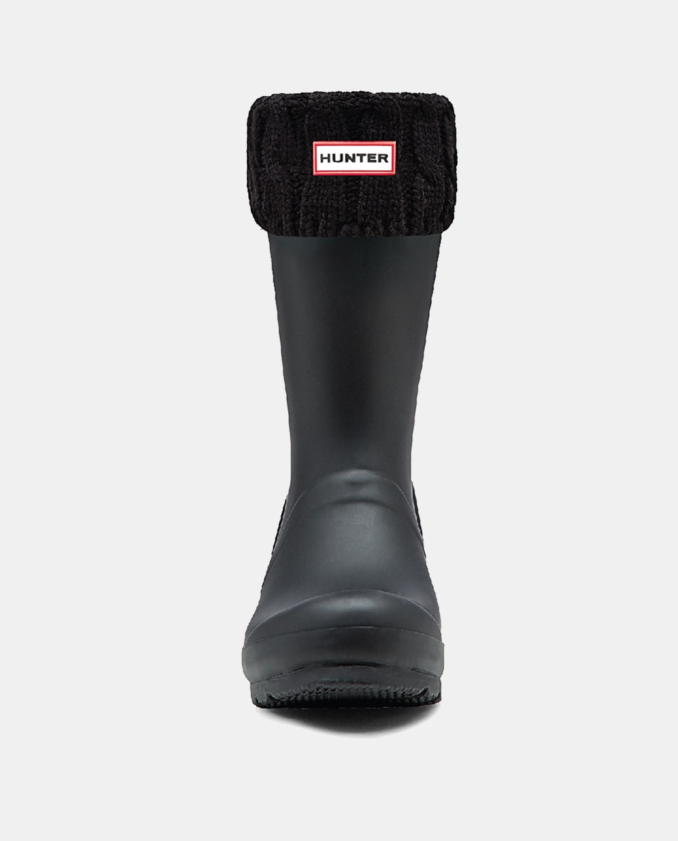 Meias de Criança com Cómodo Punho Dobrado de Malha e Logótipo - Preto Hunter Preto-2