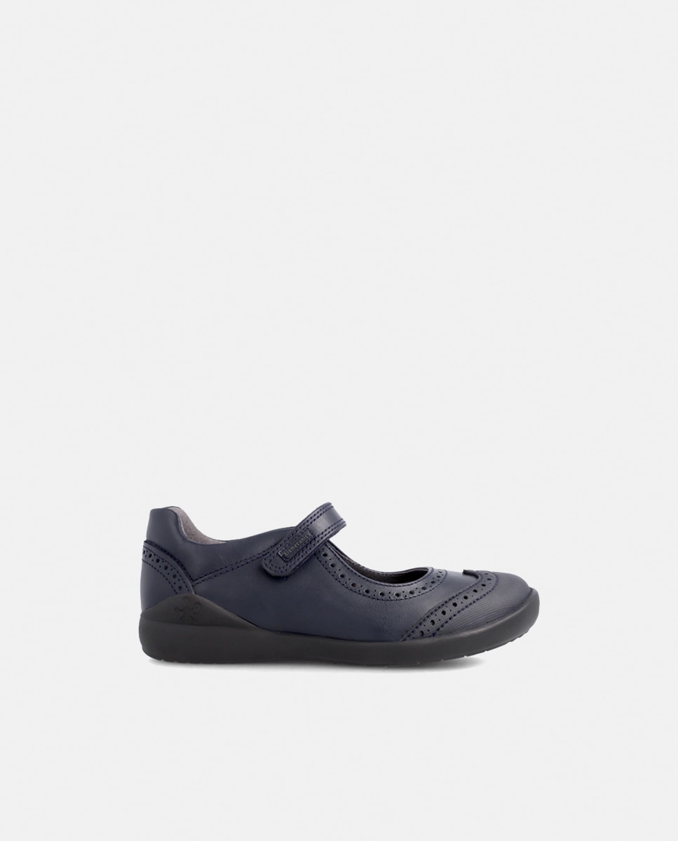 Imagem 0 de Sapatos de presilha colegiais de menina Biomecanics em pele azul-marinho