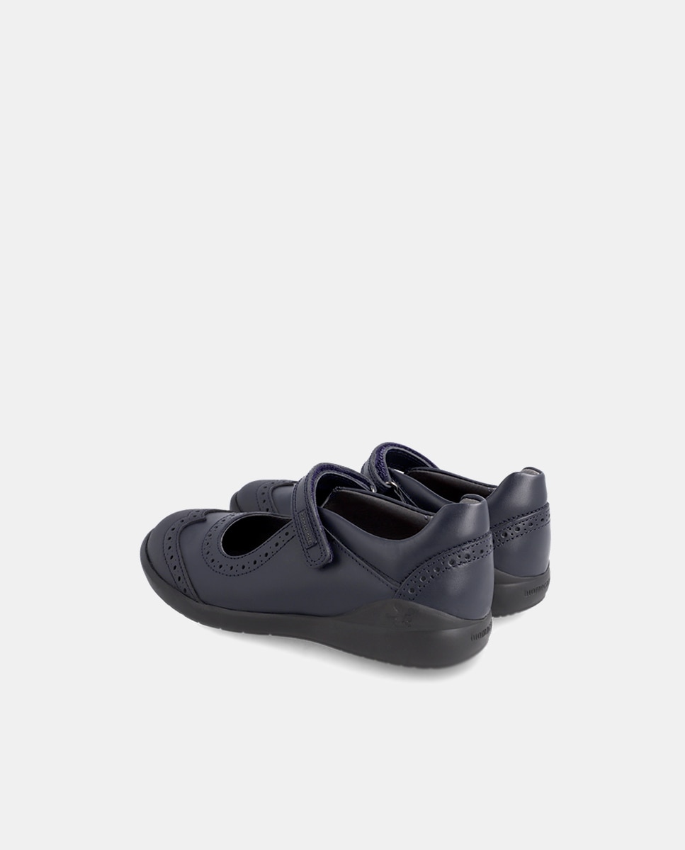 Sapatos de presilha colegiais de menina Biomecanics em pele azul-marinho Azul-marinho-5