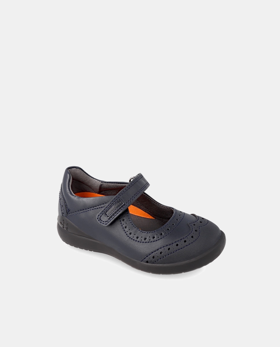Sapatos de presilha colegiais de menina Biomecanics em pele azul-marinho Azul-marinho-6