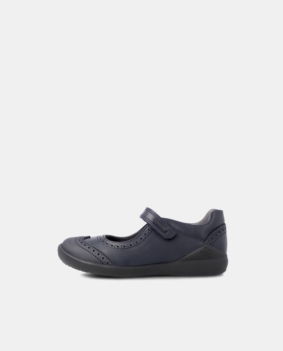 Sapatos de presilha colegiais de menina Biomecanics em pele azul-marinho Azul-marinho-7