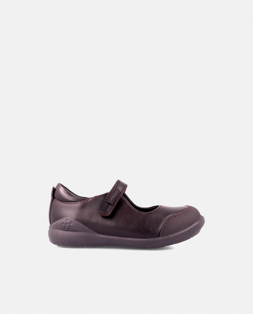 Imagem 0 de Sapatos de Presilha de Bebé de Pele com Biqueira Reforçada - Azul-Marinho