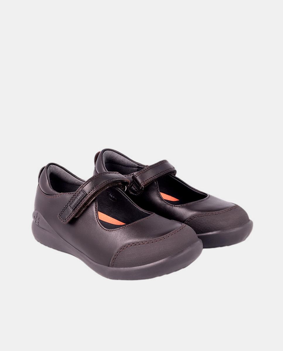 Sapatos de Presilha de Bebé de Pele com Biqueira Reforçada - Azul-Marinho Biomecanics Castanho-claro-2