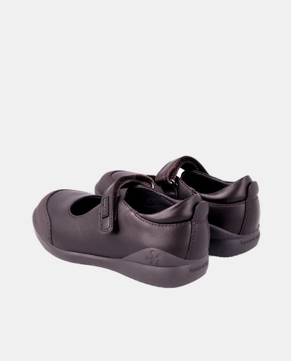 Sapatos de Presilha de Bebé de Pele com Biqueira Reforçada - Azul-Marinho Biomecanics Castanho-claro-3