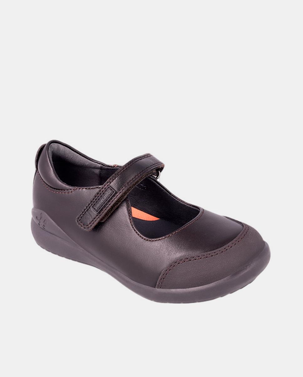 Sapatos de Presilha de Bebé de Pele com Biqueira Reforçada - Azul-Marinho Biomecanics Castanho-claro-4