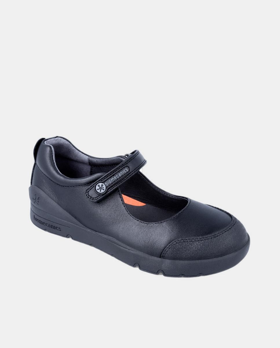 Sapatos de Presilha com Biqueira Reforçada, Fecho Aderente e em Pele Biomecanics Preto-4