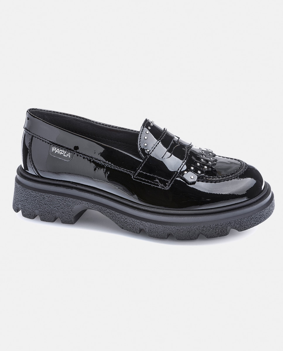 Mocassins em Pele para Uniforme Escolar Paola Preto-2