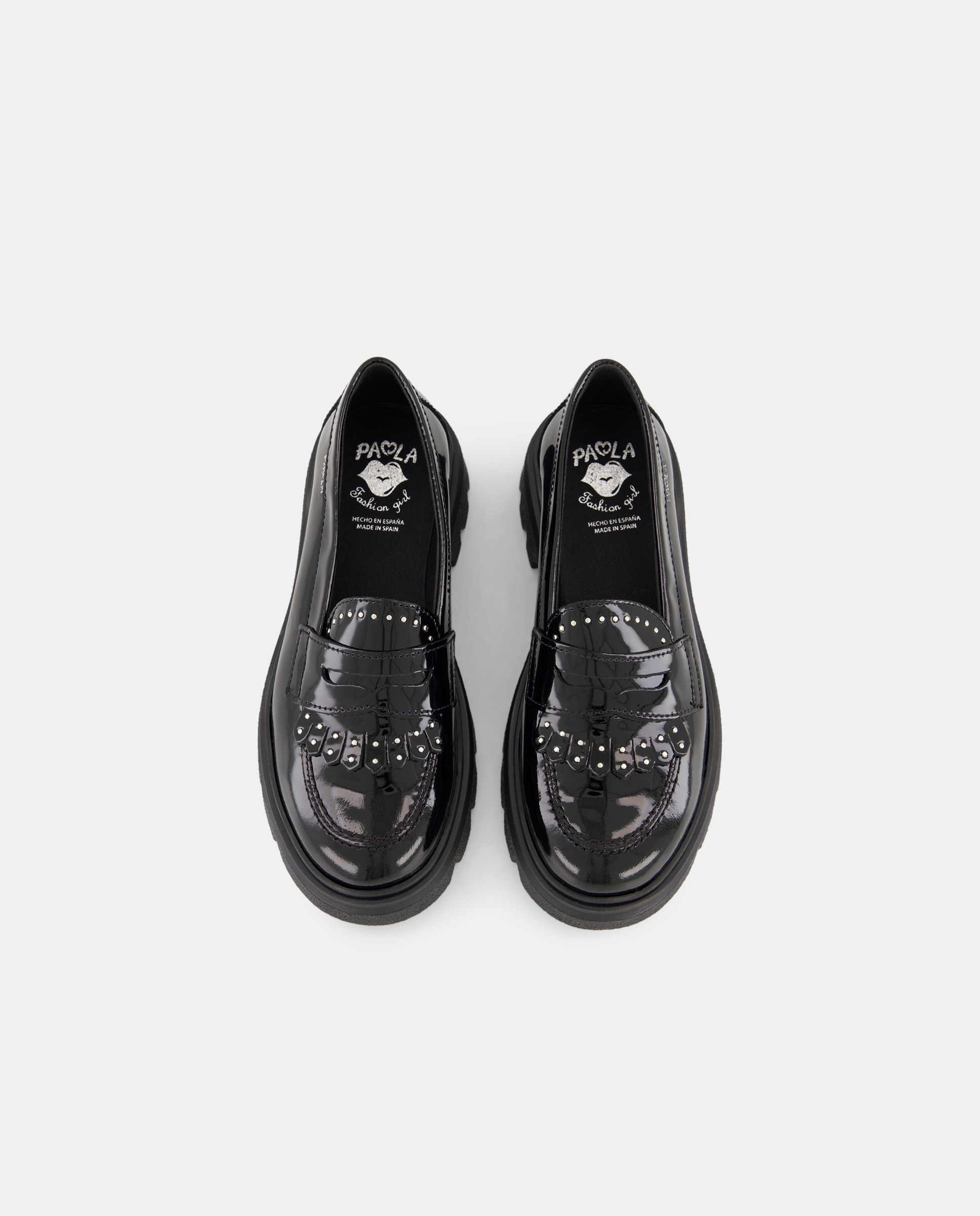 Mocassins em Pele para Uniforme Escolar Paola Preto-6