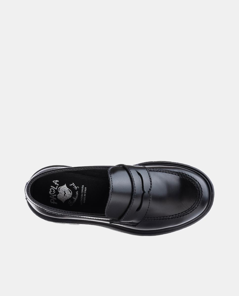 Mocassins em Pele para Uniforme Escolar Preto-4
