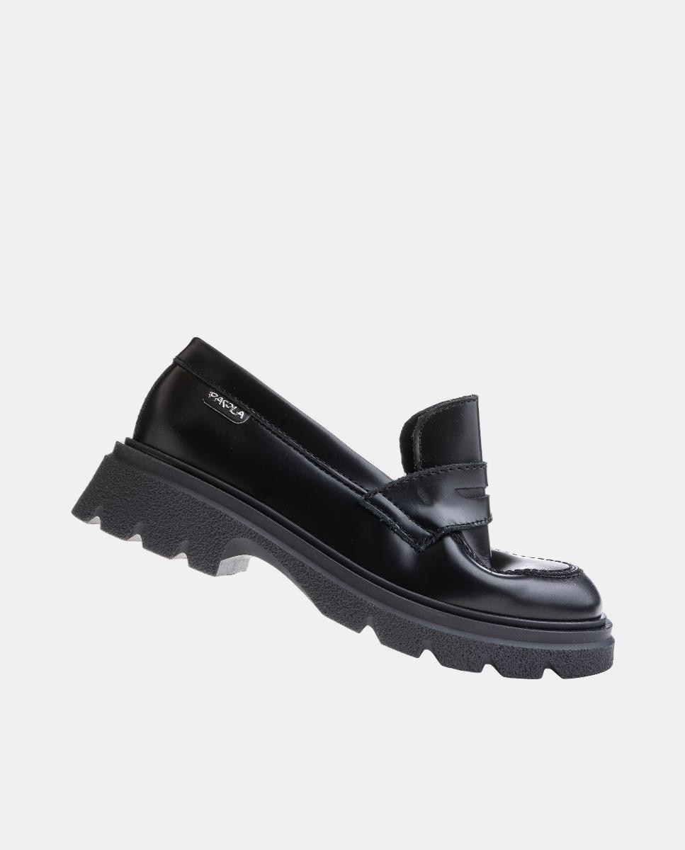 Mocassins em Pele para Uniforme Escolar Preto-5
