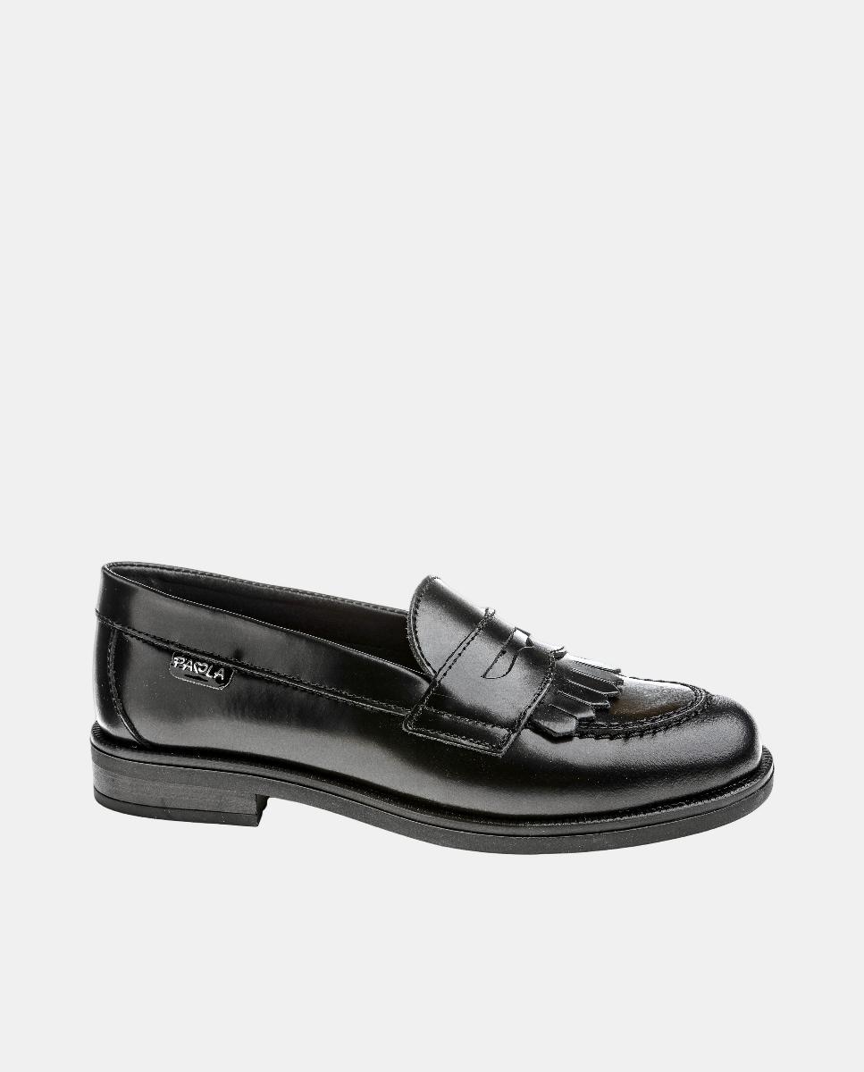 Mocassins em Pele para Uniforme Escolar Preto-6