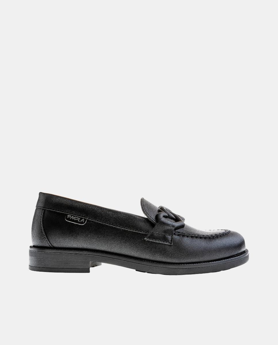 Mocassins em Pele para Uniforme Escolar Preto-1