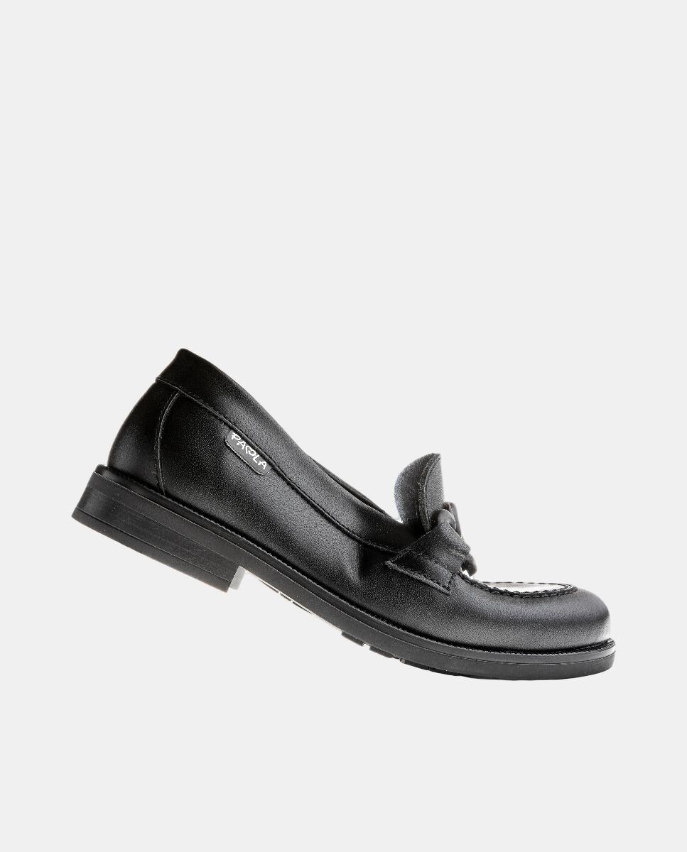 Mocassins em Pele para Uniforme Escolar Preto-5