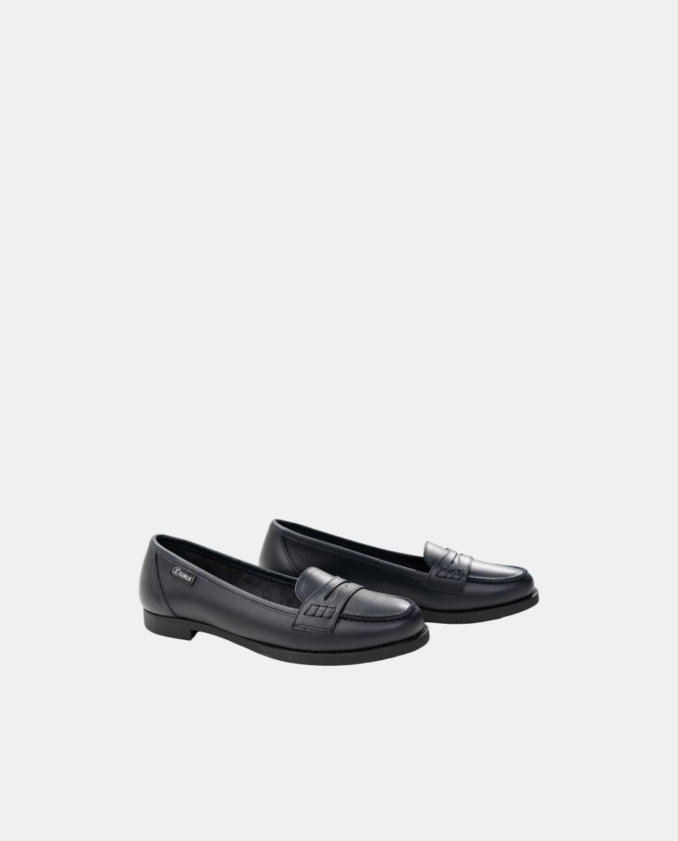 Mocassins Escolares em Napa Azul-marinho-4