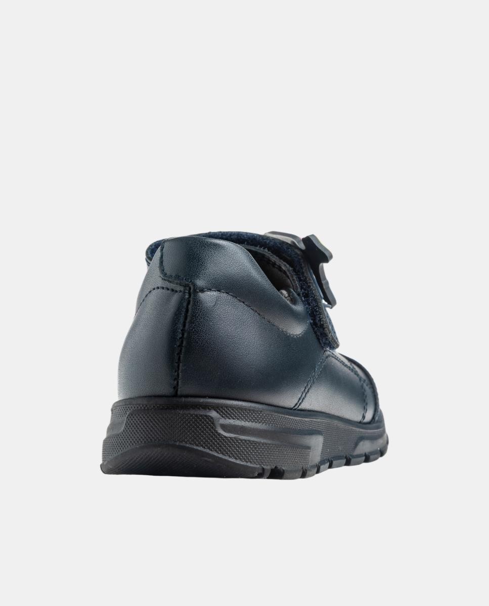 Sapatos de Presilha em Pele com Fecho Aderente para Uniforme Escolar Pablosky Azul-3