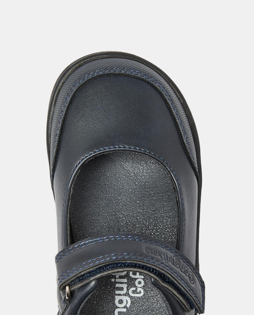 Sapatos de Presilha Barefoot com Biqueira Reforçada e Tira Aderente Azul-marinho-3