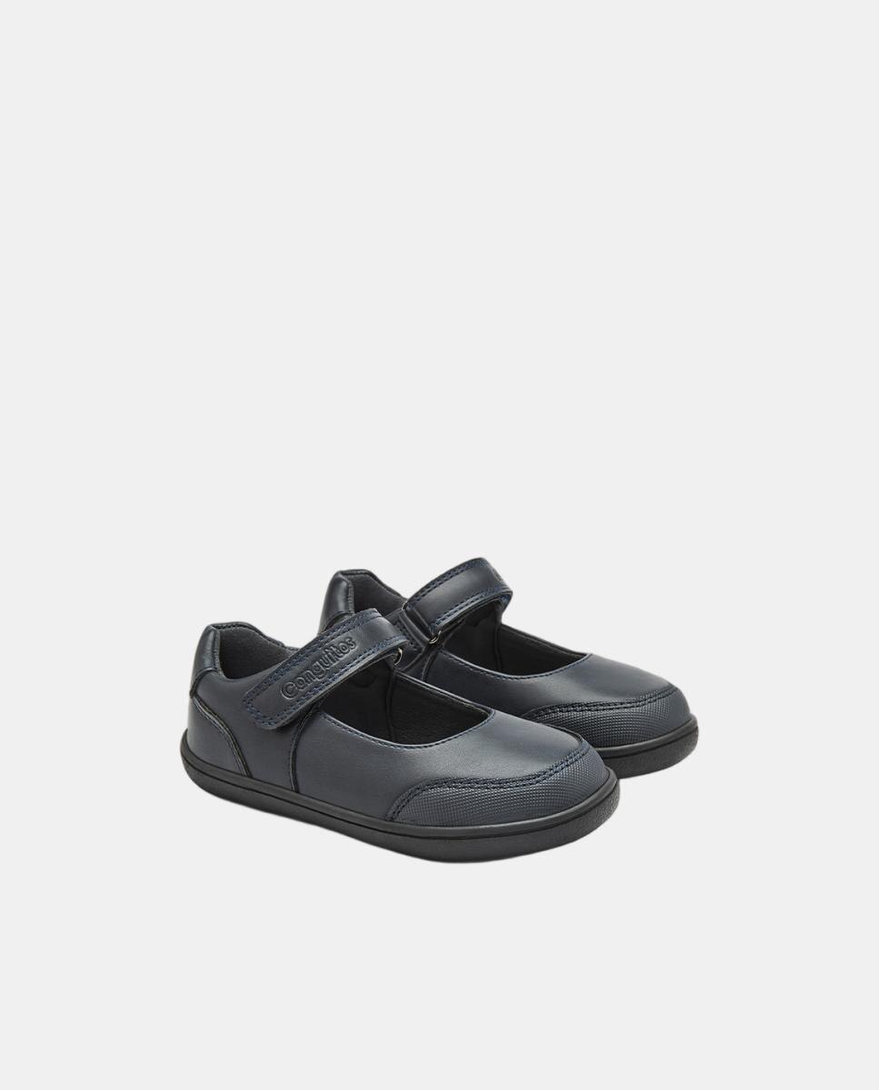 Sapatos de Presilha Barefoot com Biqueira Reforçada e Tira Aderente Azul-marinho-4