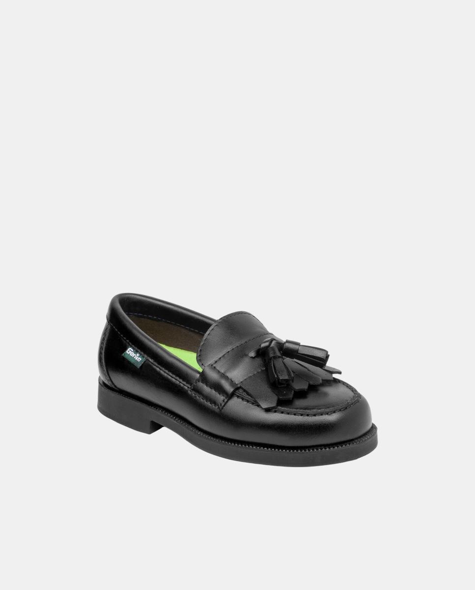 Mocassins Escolares em Pele Preto-2