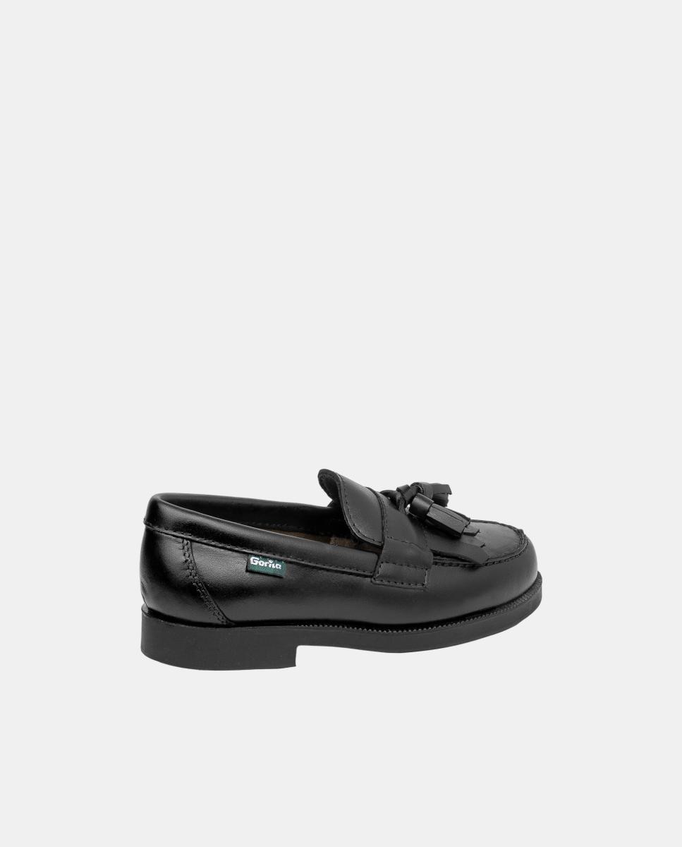 Mocassins Escolares em Pele Preto-3