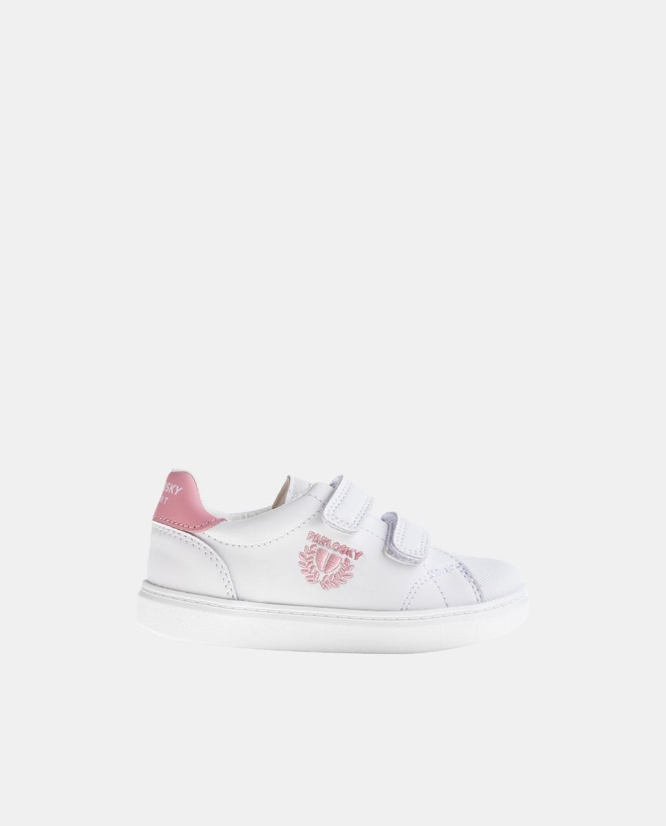 Zapatillas de niño de piel con cierre adherente deportivos para el cole - Pablosky - Blanco Blanco-1
