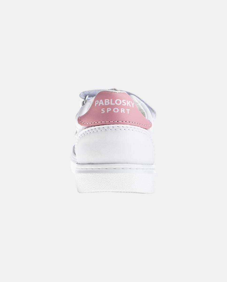 Zapatillas de niño de piel con cierre adherente deportivos para el cole - Pablosky - Blanco Blanco-2