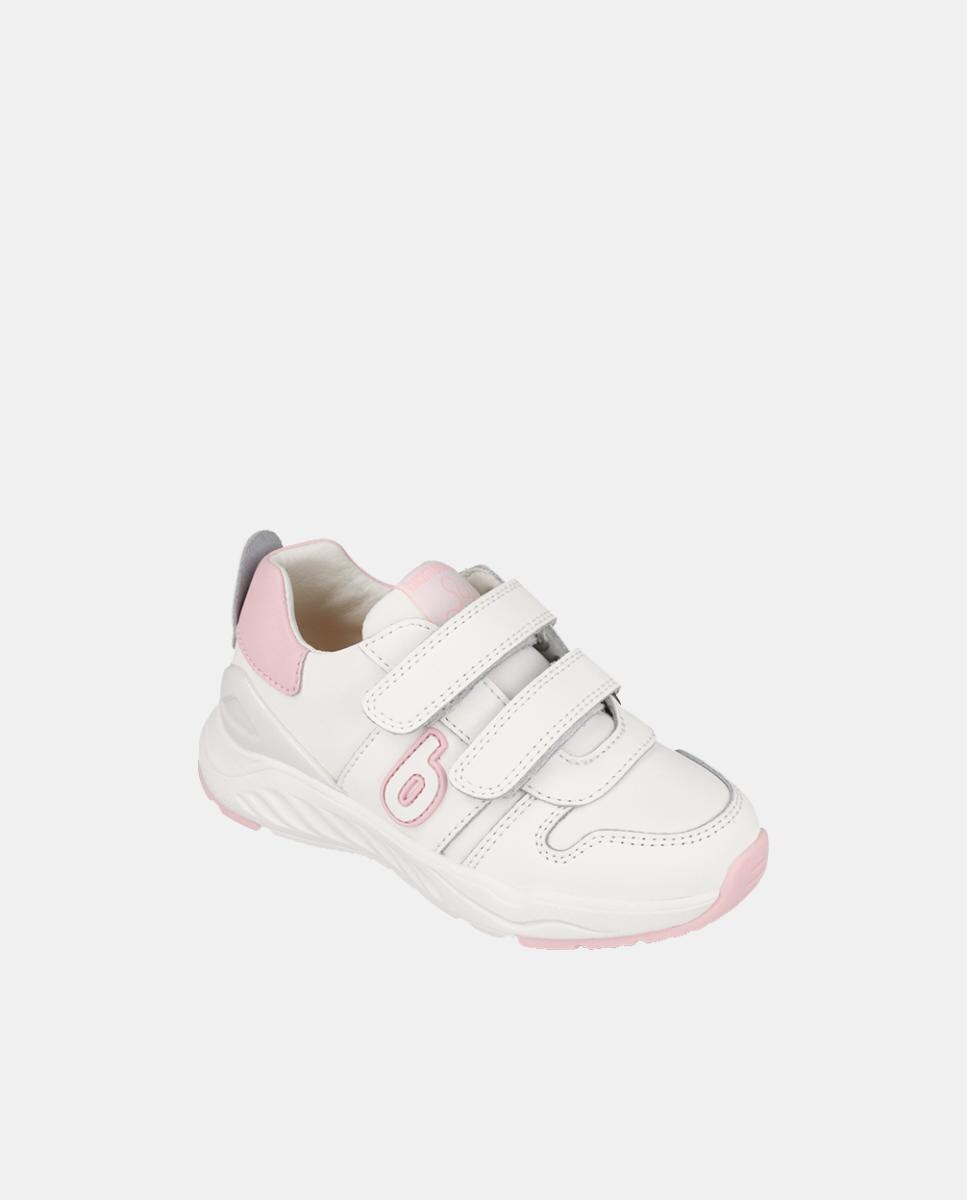 Zapatilla deportiva de niña en piel con puntera de goma - Biomecanics - Blanco Blanco-4