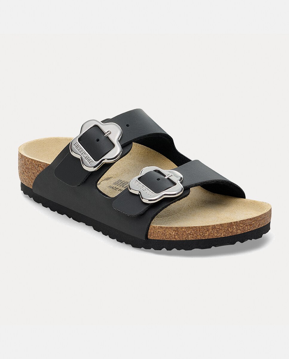 Sandálias Arizona KIDS Birko Flor com Fivela com Flor Preto-2