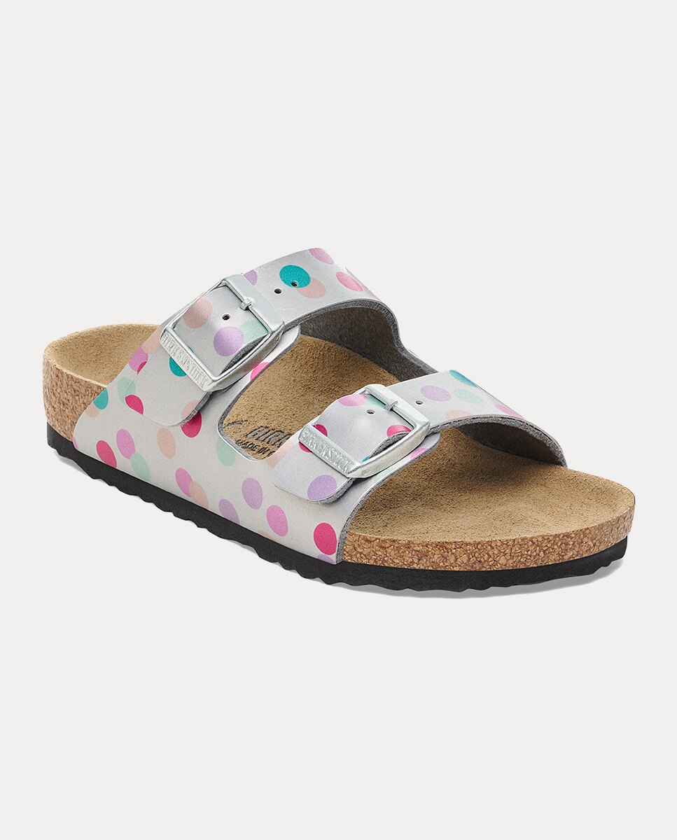 Sandálias Arizona KIDS Birko Flor Metalizada às Bolinhas Birkenstock Cinzento-2