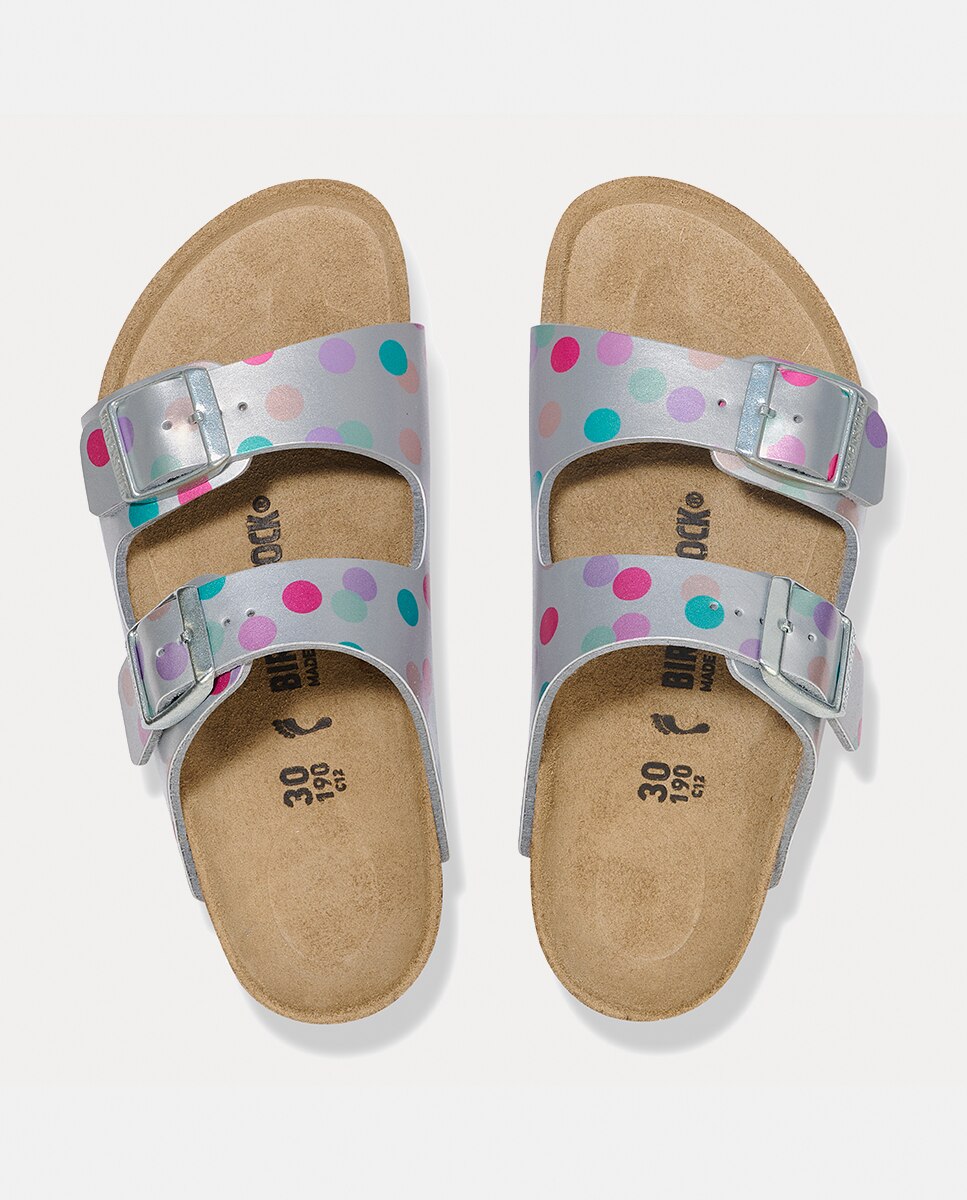 Sandálias Arizona KIDS Birko Flor Metalizada às Bolinhas Birkenstock Cinzento-3