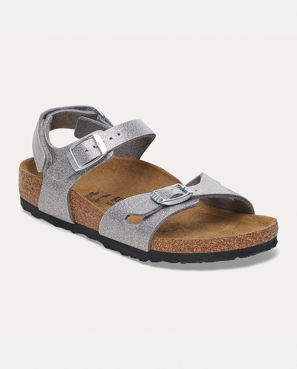 Sandálias Rio KIDS Birko Flor Sparkling Birkenstock Prata-2