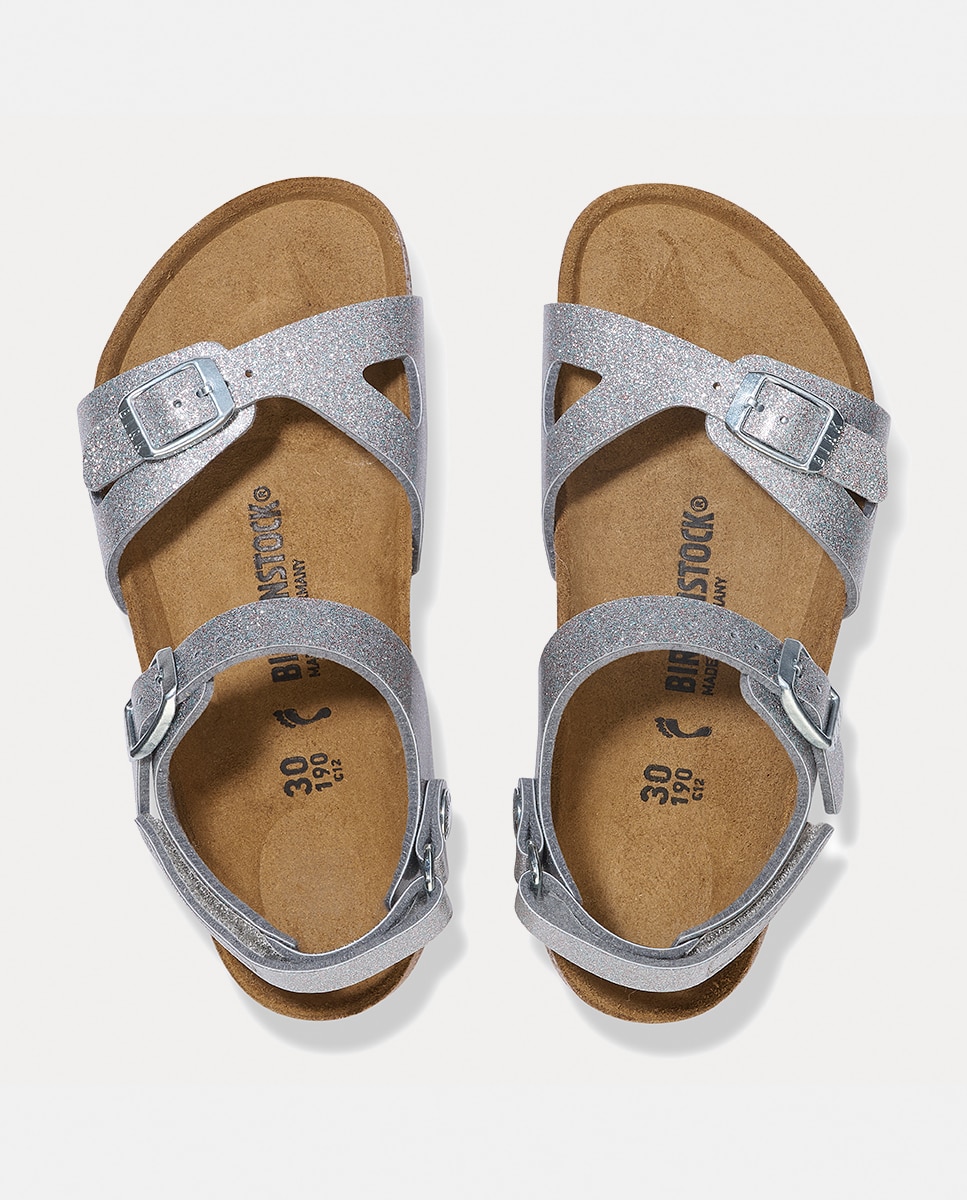 Sandálias Rio KIDS Birko Flor Sparkling Birkenstock Prata-3