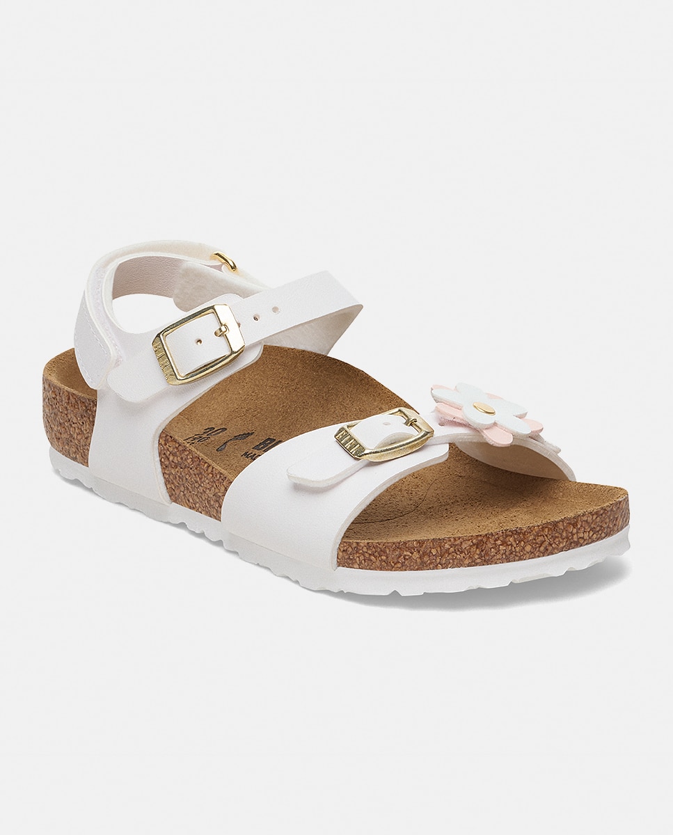 Sandálias Rio Kids em Polipele com Detalhe Floral Birkenstock Branco-2