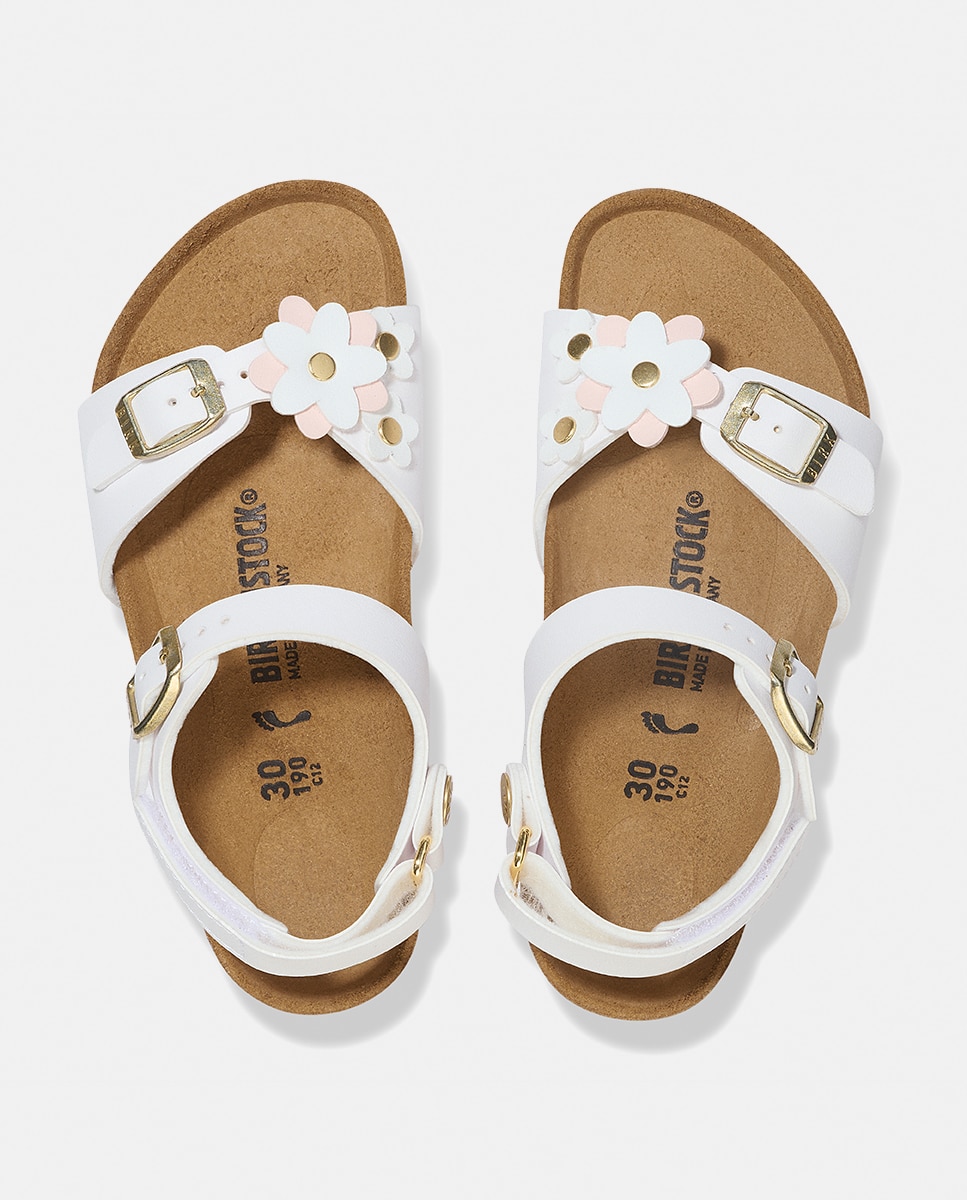 Sandálias Rio Kids em Polipele com Detalhe Floral Birkenstock Branco-3