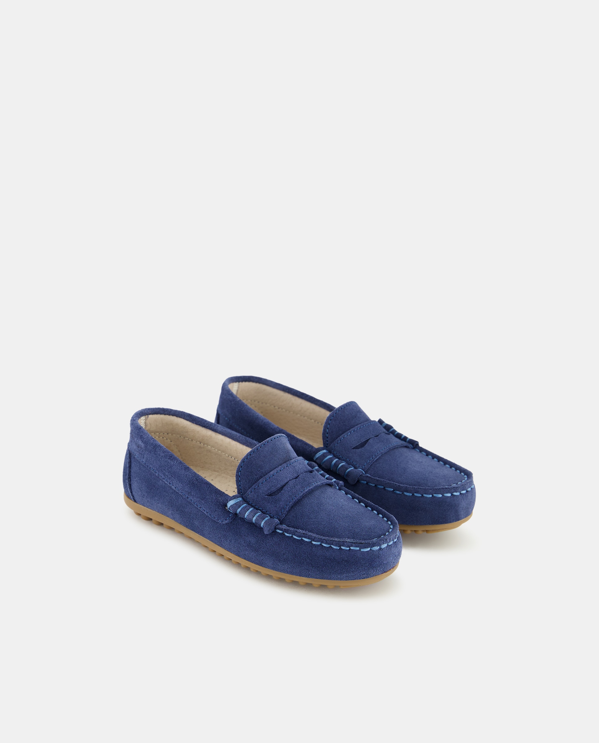 Mocassins com Travessão e em Croute AJJS Estilo Azul-claro-2