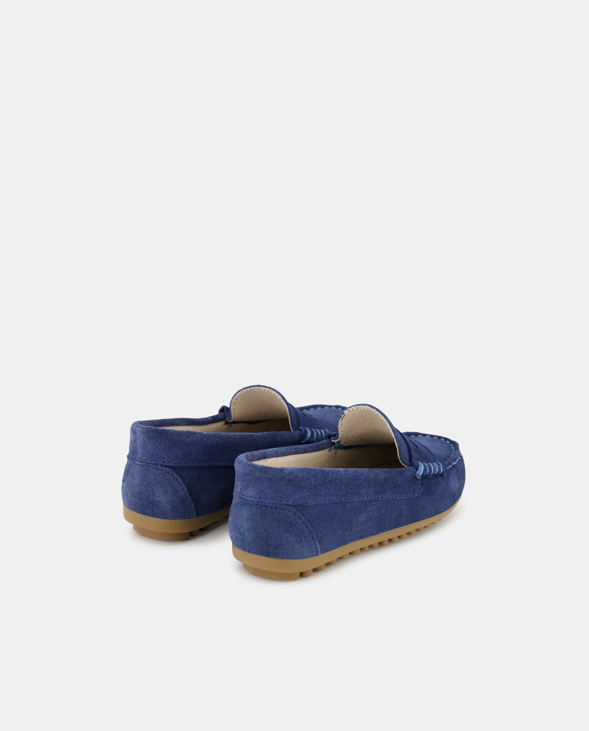Mocassins com Travessão e em Croute AJJS Estilo Azul-claro-3