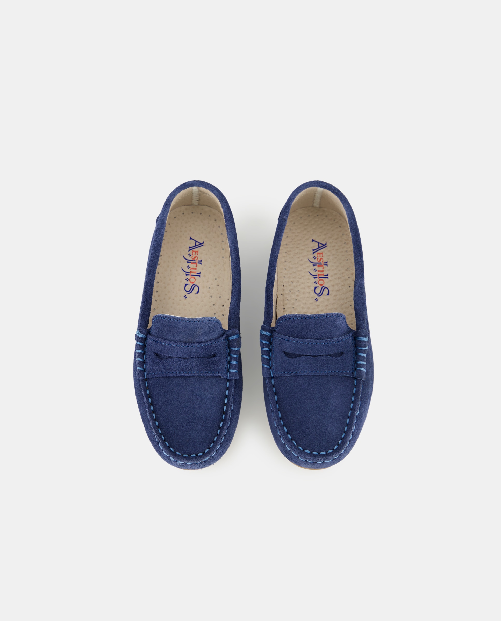 Mocassins com Travessão e em Croute AJJS Estilo Azul-claro-4
