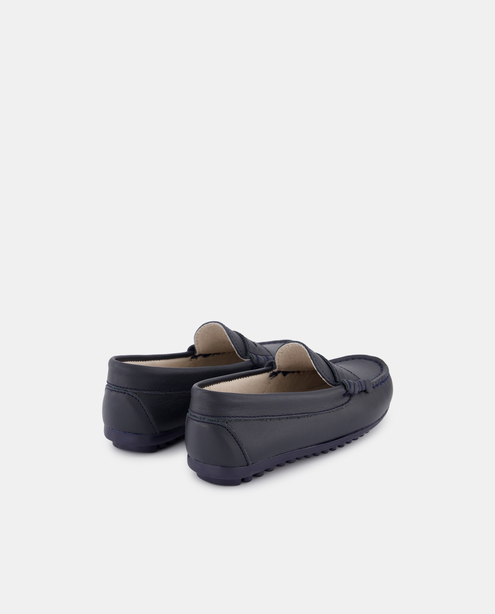 Mocassins com Travessão e em Pele Azul-marinho-3