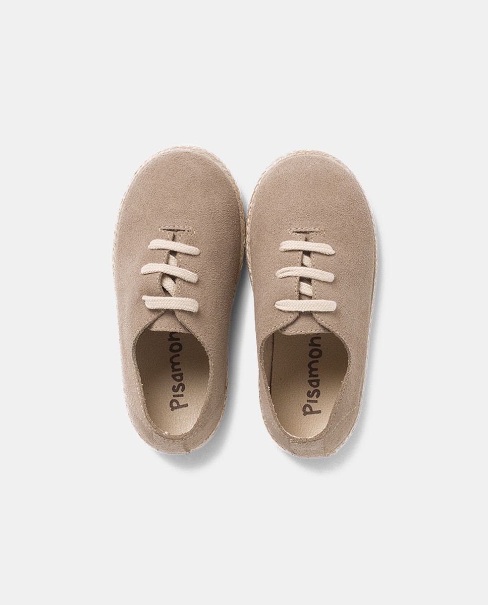 Zapatillas Cordones Serraje y Yute Niños en beige/nude - Pisamonas - Arena Arena-4