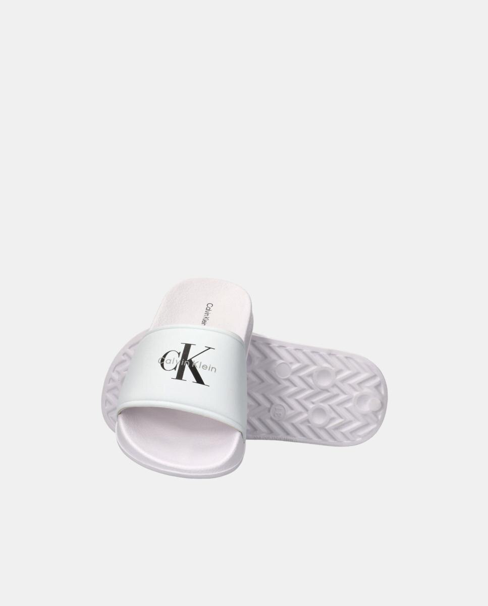 Chinelos de Banho com Logótipo Calvin Klein Branco-4