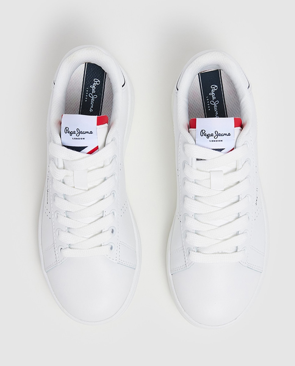 Sapatilhas Baixas Player Basics em Pele Branco-3