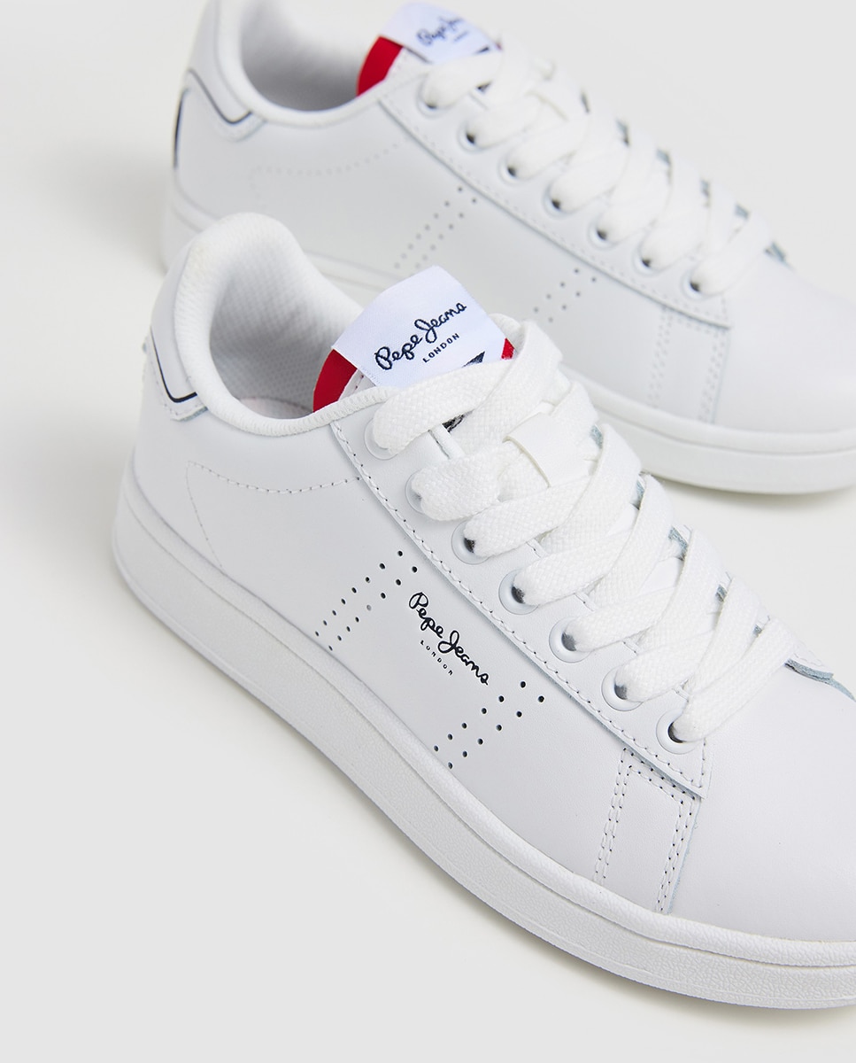 Sapatilhas Baixas Player Basics em Pele Branco-5