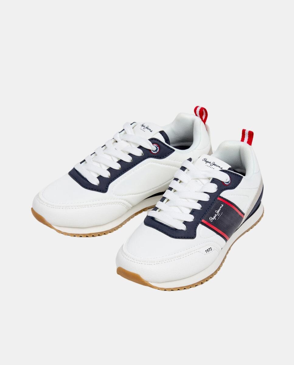 Sapatilhas Estilo Running com Detalhes Coloridos Branco-3