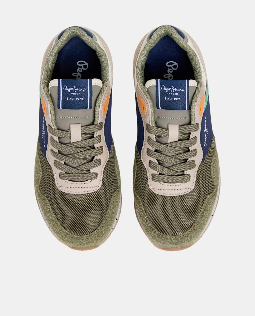 Sapatilhas Estilo Running com Detalhes em Contraste Verde Azeitona-2