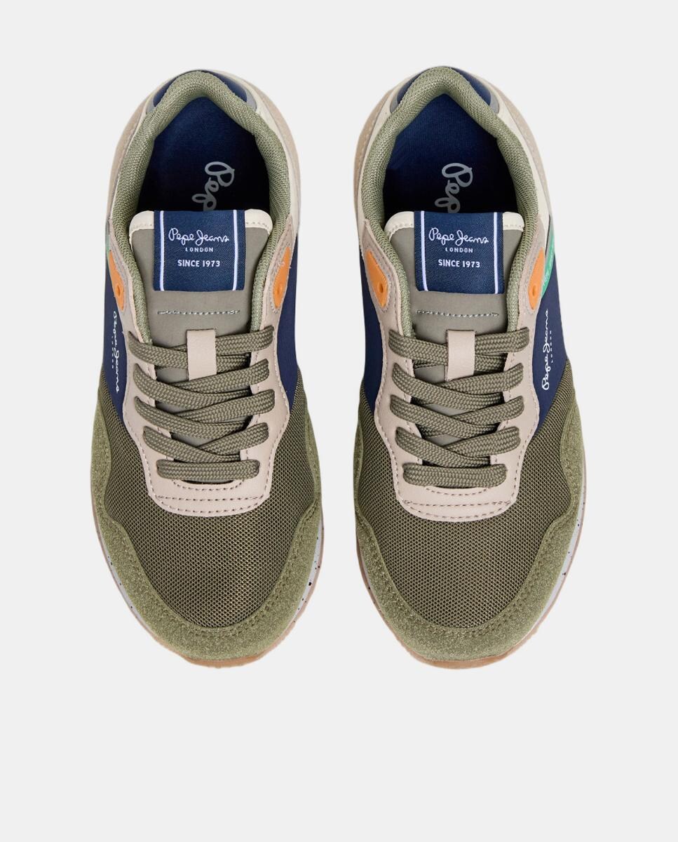 Sapatilhas Estilo Running com Detalhes em Contraste Verde Azeitona-2