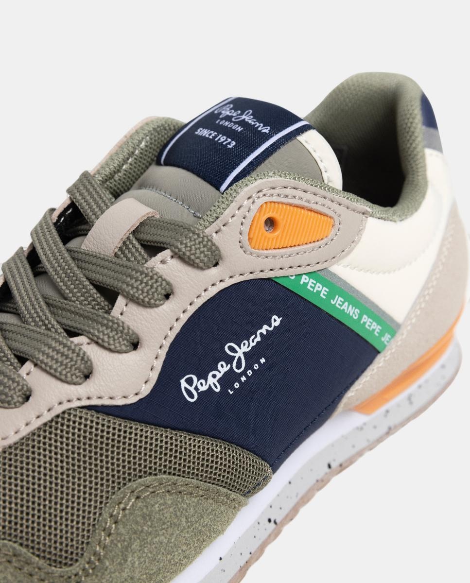 Sapatilhas Estilo Running com Detalhes em Contraste Verde Azeitona-5