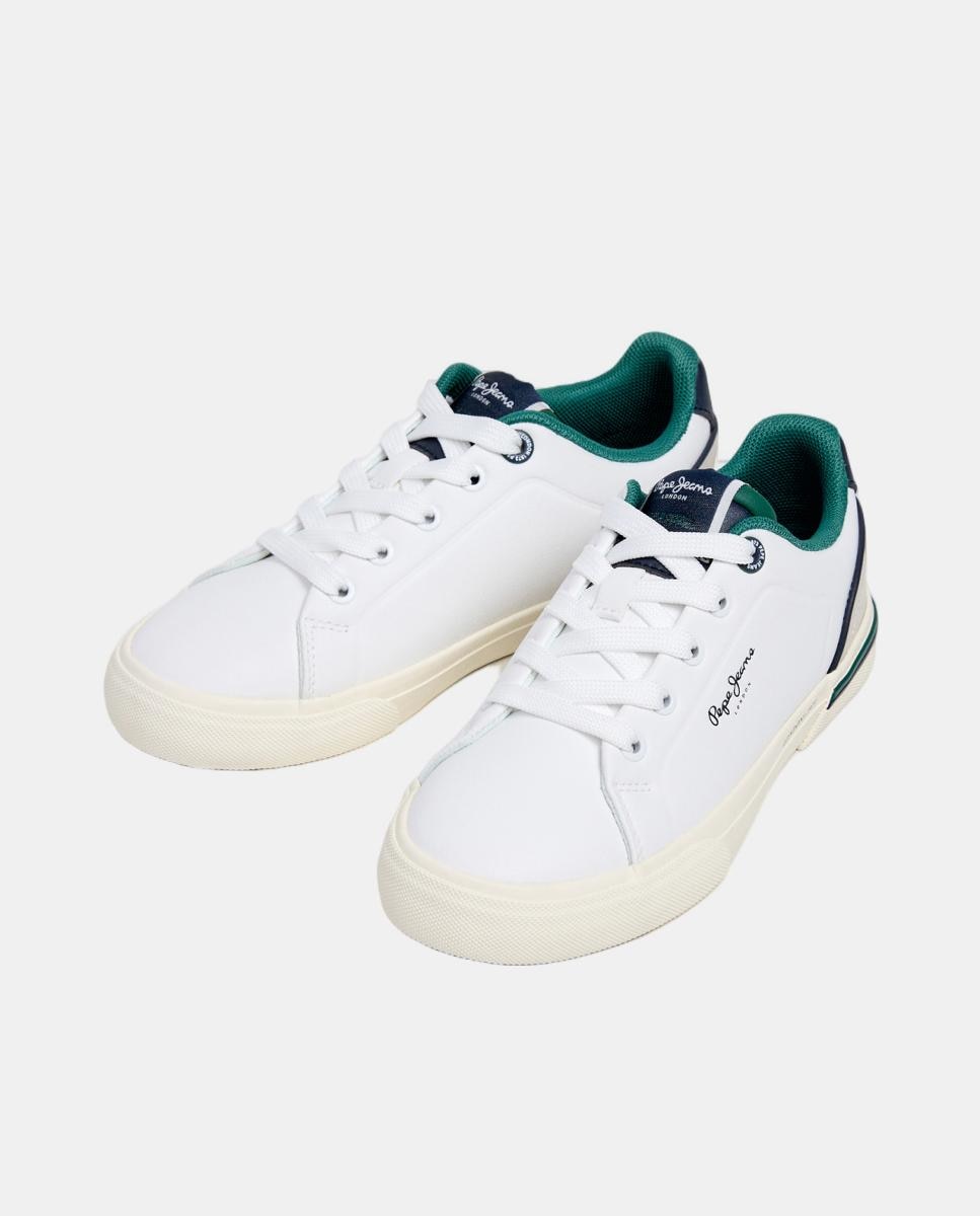 Sapatilhas Vulcanizadas de Corte Baixo com Detalhes em Contraste Pepe Jeans Branco-3